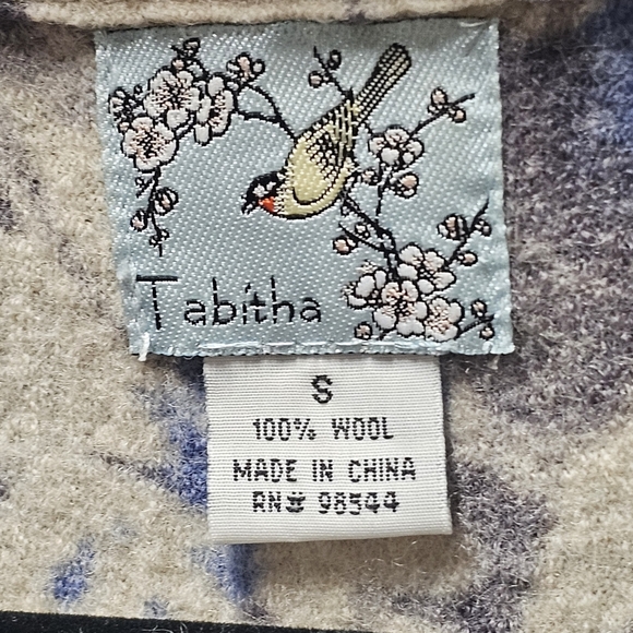 Tabitha Anthropologie 100% Wool Floral Embellished Cardigan Jacket Size Small - Picture 4 of 5